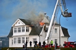 Hofdi house in Reykjavik burning