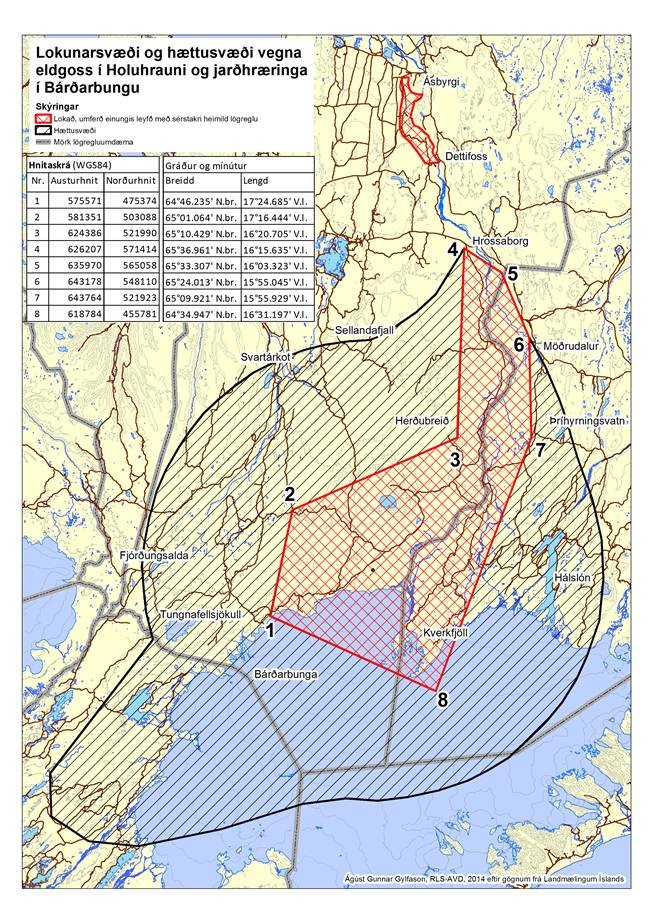 Map of Volcanic eruption Area